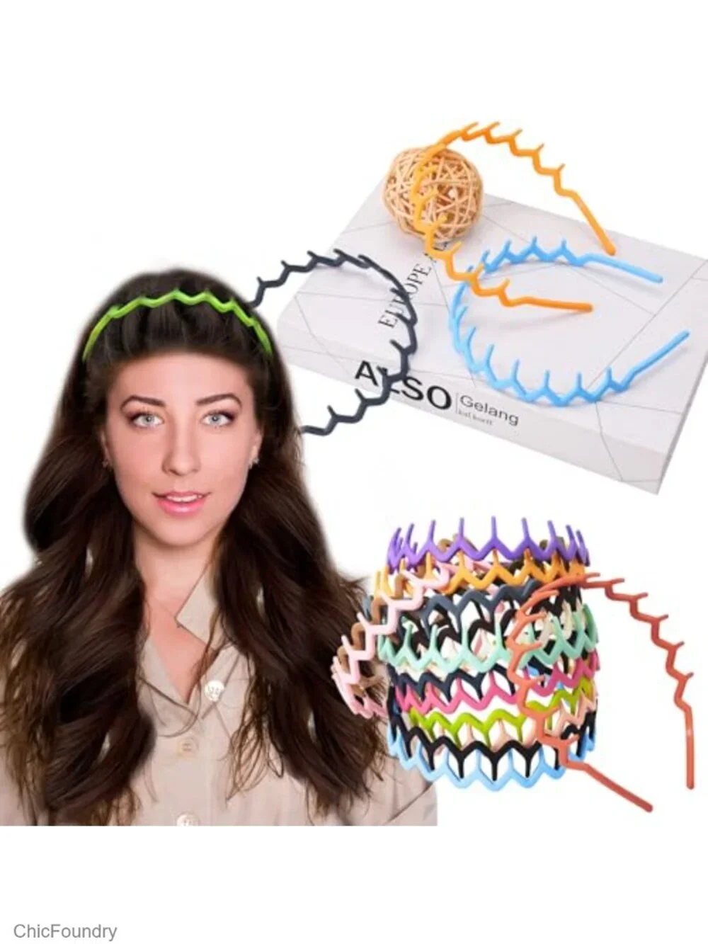16 Pack Zig Zag Headbands Plastic Non Slip Women Girls Hair Accessories